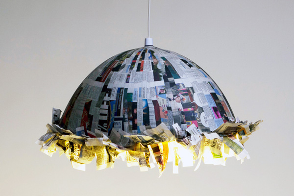 Reused newspaper to make paper lamp